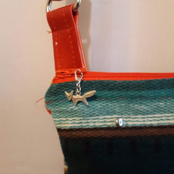 New Southwestern Sarape Stripe Tapestry Cowgirl Purse Red green gold Sling bag - Picture 4 of 11